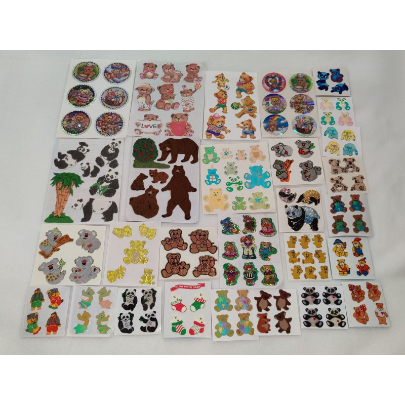 Sticker Set Sandylion BSB Stickermagic ZDesign Great 7 Maxi Goldrand Pearly Glow Fuzzy Bären Bärchen Bär Koala Panda 80er 90er