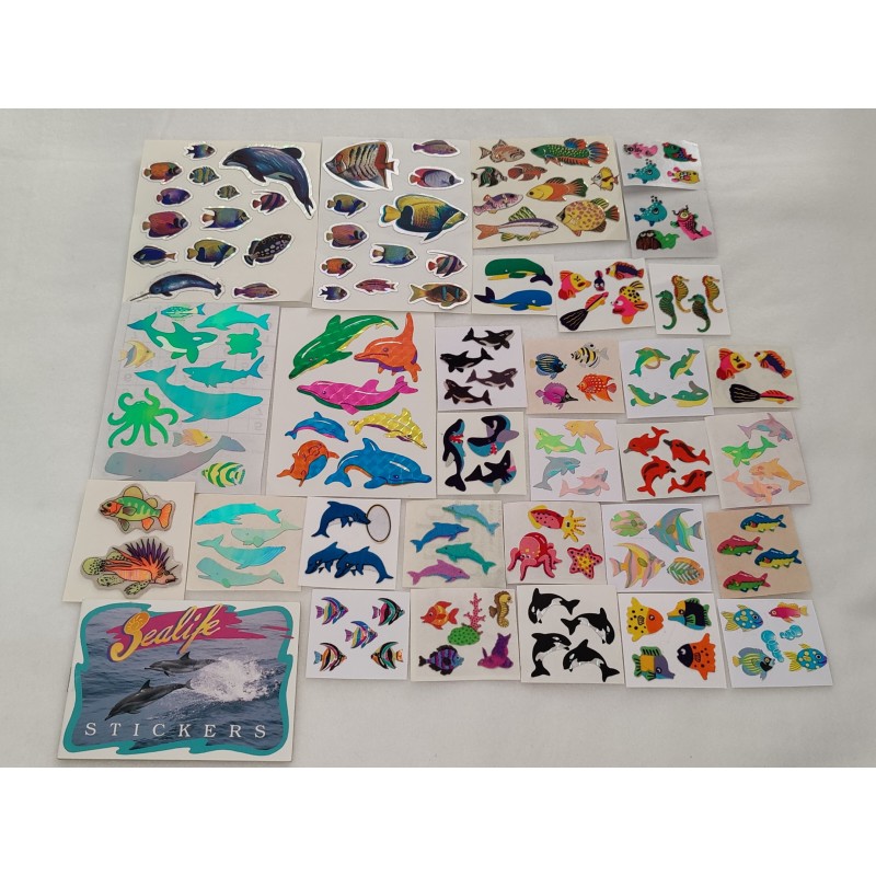 Sticker Set Introduct Stickeralbum Sandylion BSB Stickermagic ZDesign Great7 Maxi Pearly Holo Puffy Filz Fische Wal Delfin 90er