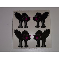 SANDYLION Stickerabschnitt Fuzzy Stoff Horror Katzen schwarz Cats Katze 90er