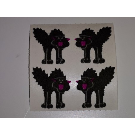 SANDYLION Stickerabschnitt Fuzzy Stoff Horror Katzen schwarz Cats Katze 90er