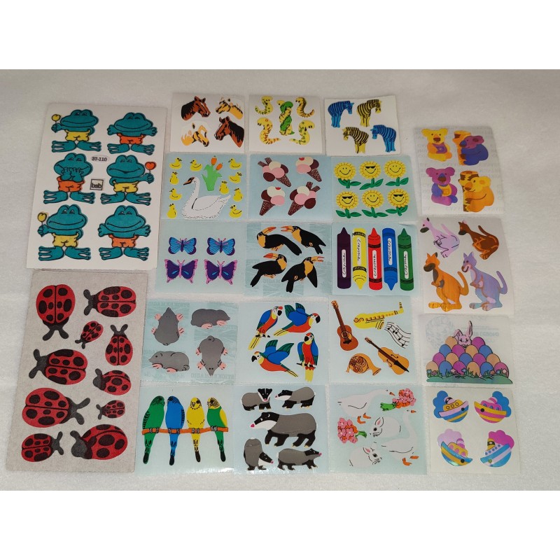 Sandylion ZDesign Great 7 BSB Stickermagic Sticker Set Prisma Fuzzy Pearly Reflektor Maxi Tiere Käfer 80er 90er Stickerabschnitt