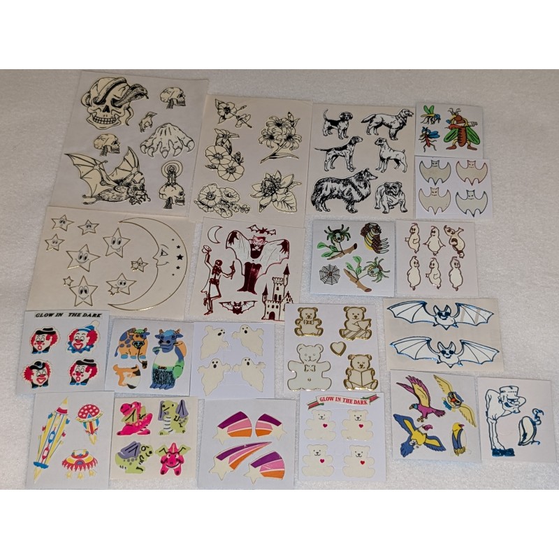 Sandylion ZDesign BSB Sticker Set Glow in the Dark BIG MAXI Goldrand Gespenster Eulen Horror Kühe 90er Stickerabschnitt