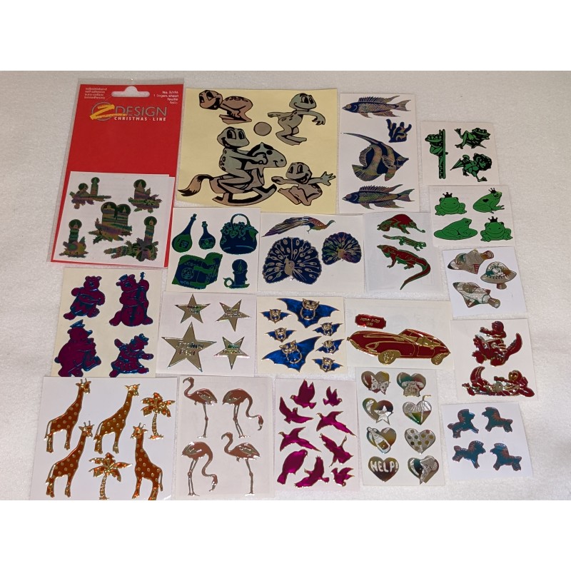 Sticker Sandylion ZDesign Great 7 BSB Holo Mylar Metallic Glitzer Goldrand Frosch Vögel 80er 90er