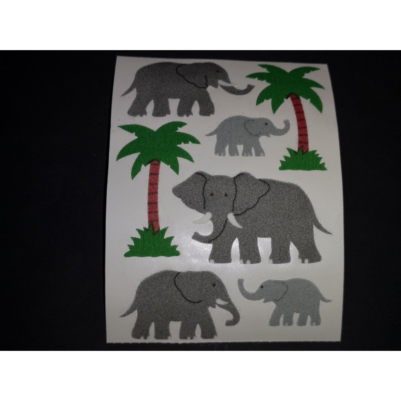 SANDYLION MAXI BIG Stickerabschnitt Fuzzy Stoff Filz Elefanten Safari 90er