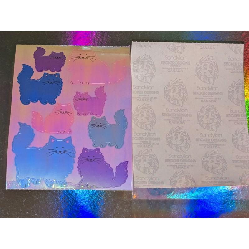 SANDYLION MAXI BIG Stickerabschnitt Pearly Glanz Glitzer Perser Katzen Haustiere Sticker 80er 90er
