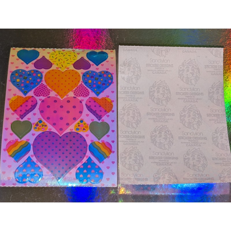 SANDYLION MAXI BIG Stickerabschnitt Pearly Glanz Glitzer Herzen Hearts Love Sticker 80er 90er