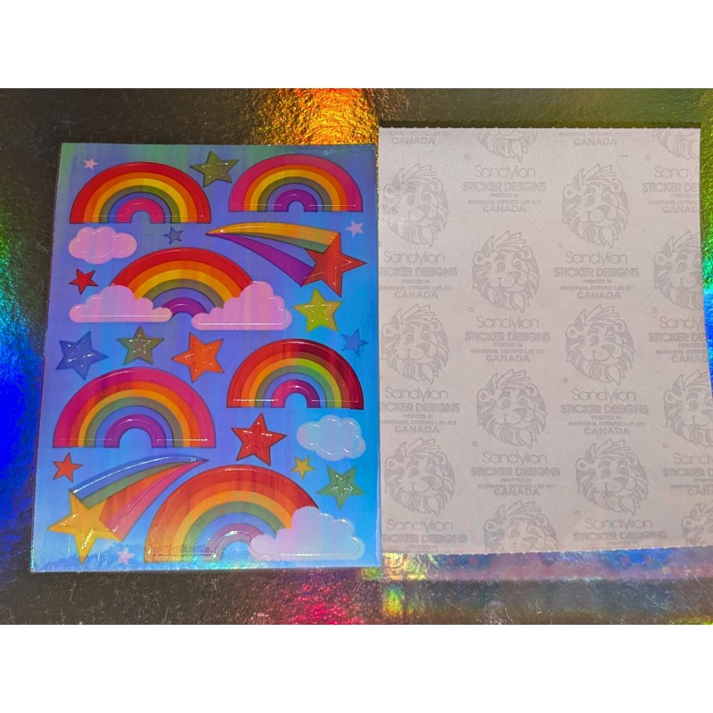 SANDYLION MAXI BIG Stickerabschnitt Pearly Glanz Glitzer Regenbogen Rainbows Regenbögen Sticker 80er 90er