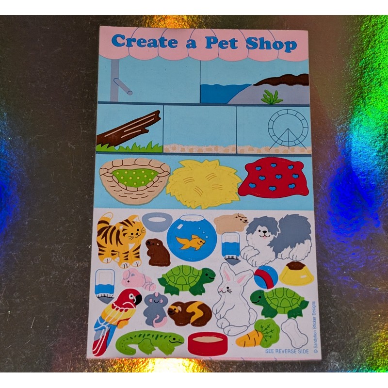 SANDYLION MAXI BIG Stickerabschnitt Create a Pet Shop Haustiere Kromekote Activity 90er