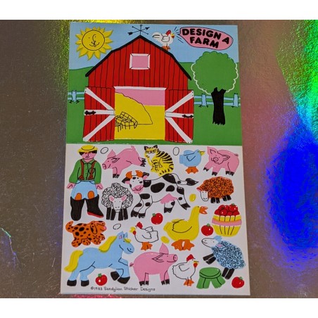 SANDYLION MAXI BIG Stickerabschnitt design a farm Bauernhof Tiere Kromekote Activity 90er