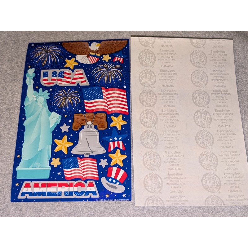 SANDYLION MAXI BIG Stickerabschnitt USA America Kromekote Activity 90er
