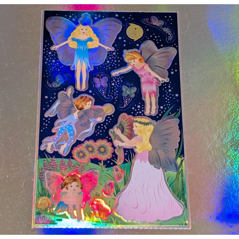 SANDYLION MAXI BIG Stickerabschnitt Mylar Holo Metallic Glitzer Fee Elfen Fairies Sticker 80er 90er