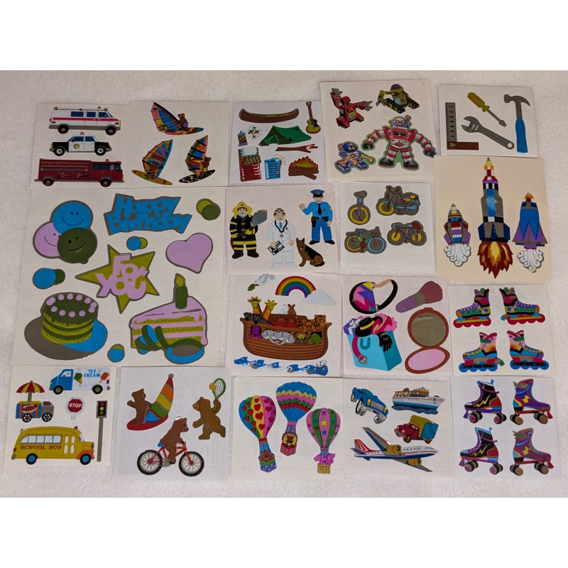 Sticker Set Sandylion ZDesign Holo BIG Metallic Mylar Holo Tiere Bären Rollschuhe 80er 90er