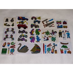 Sticker Set Sandylion ZDesign Holo BIG Metallic Mylar Holo Tiere Einhorn Schwan Segelboot 80er 90er