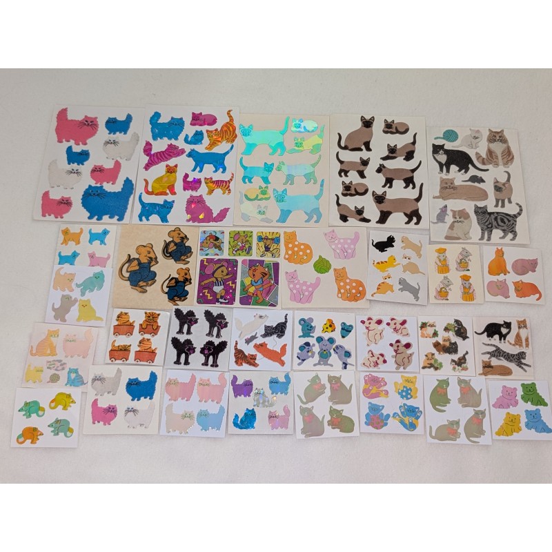 Sticker Set Sandylion ZDesign Great 7 BSB Stickermagic BIG MAXI Fuzzy Stoff Prisma Pearly Katzen Mäuse Cat 80er 90er