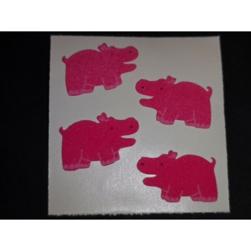 SANDYLION Stickerabschnitt Fuzzy Stoff Filz Nilpferde Hippos pink 90er