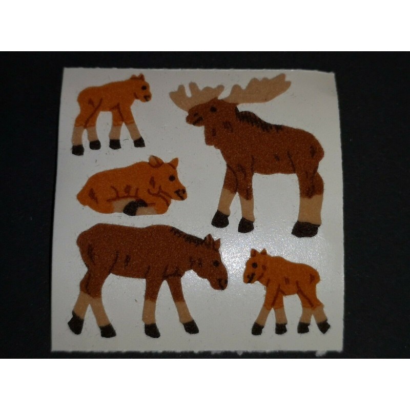 SANDYLION Stickerabschnitt Fuzzy Stoff Filz Elch Wild Hirsch 90er