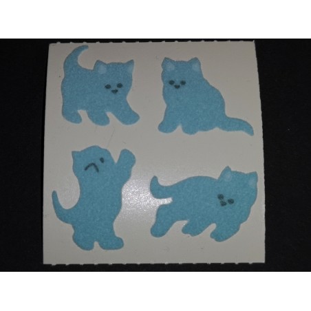SANDYLION Stickerabschnitt Fuzzy Stoff Katzenbabies blau Cats Katze 90er