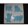 SANDYLION Stickerabschnitt Fuzzy Stoff Katzenbabies blau Cats Katze 90er