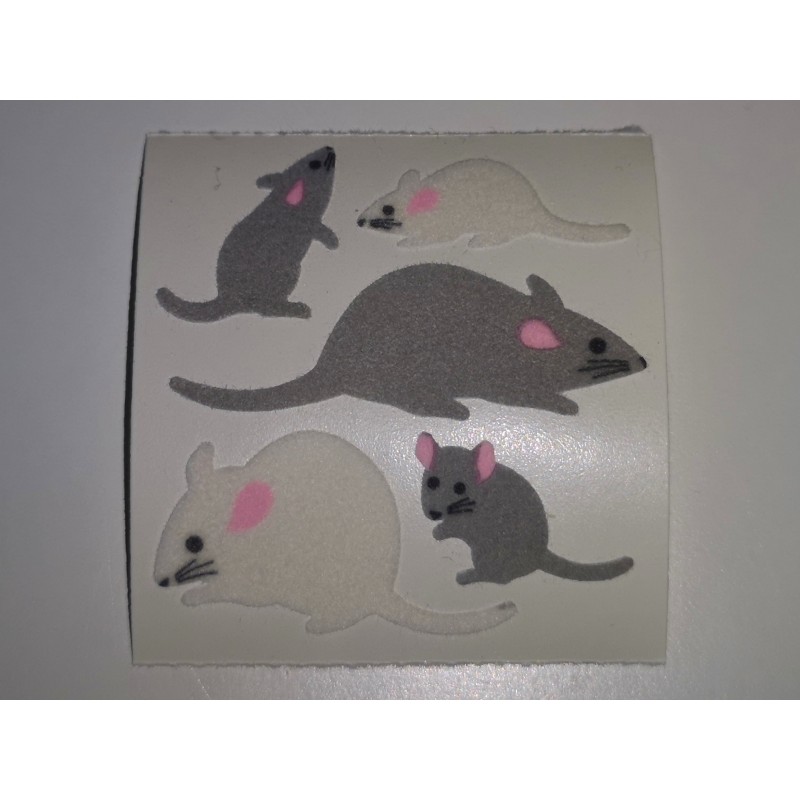 SANDYLION Stickerabschnitt Fuzzy Stoff Ratten Mäuse Maus Ratte 90er