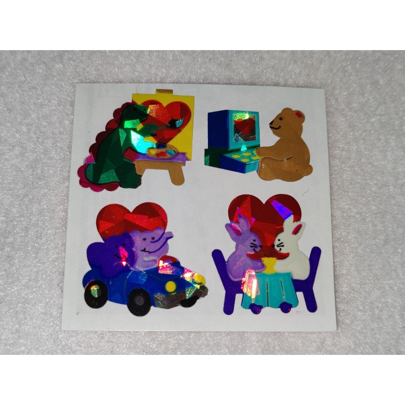 SANDYLION Stickerabschnitt Prismatic Prisma Tiere Liebe 80er 90er