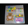 SANDYLION Stickerabschnitt Kromekote Papier Baby Bär It´s a girl 80er 90er