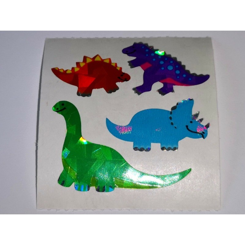 SANDYLION Stickerabschnitt Prismatic Prisma Glitzer Dinos Dinosaurier Sticker 80er 90er