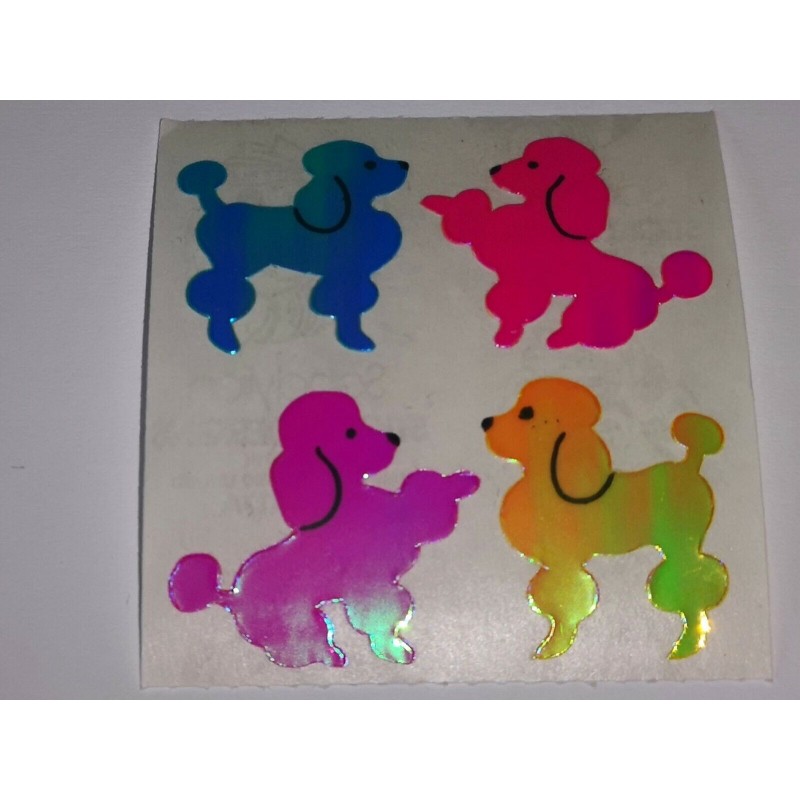 SANDYLION Stickerabschnitt Pearly Glanz MOP Pudel bunt Hunde Sticker 80er 90er