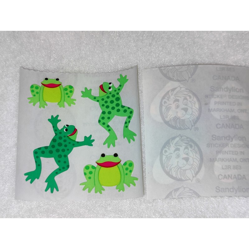 SANDYLION Stickerabschnitt Kromekote Papier Frösche Frogs 80er 90er