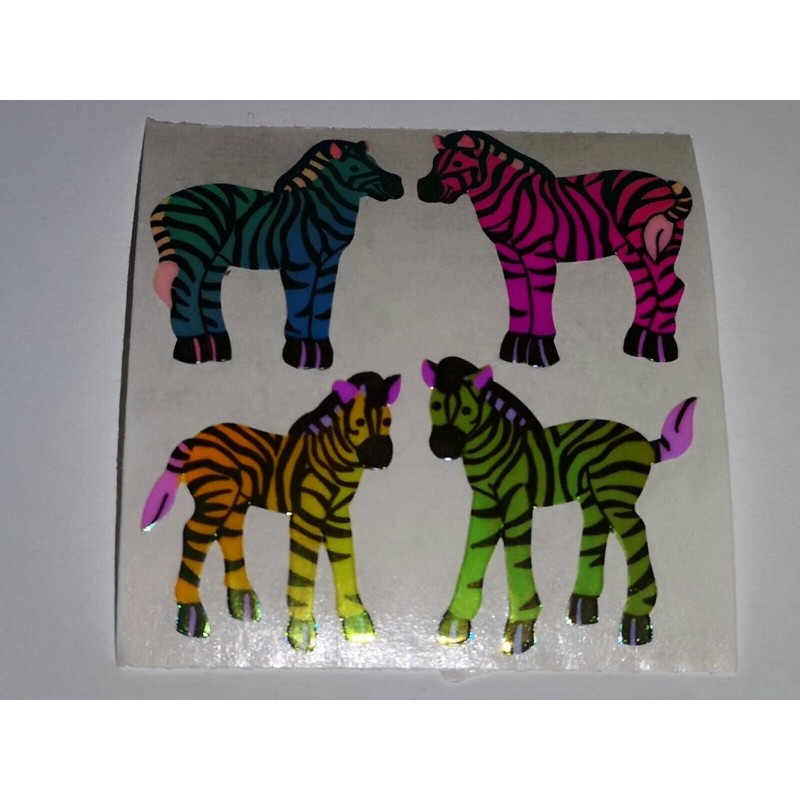 SANDYLION Stickerabschnitt Pearly Glanz MOP Zebras bunt Sticker 80er 90er