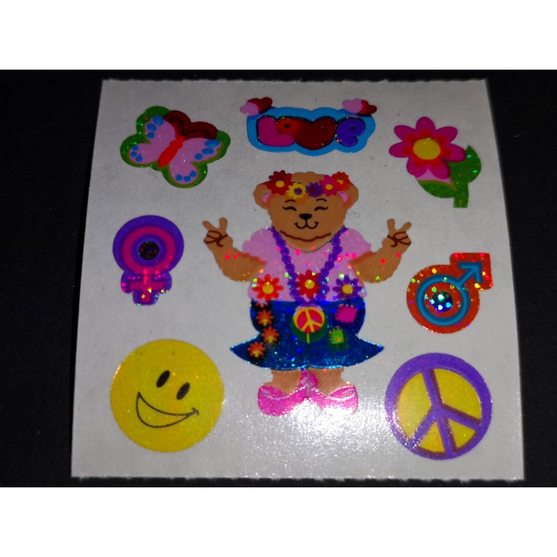 SANDYLION Stickerabschnitt Prismatic Prisma PEACE Hippie Bär Sticker 80er 90er