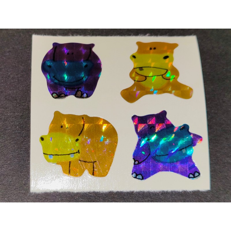 STICKERMAGIC Stickerabschnitt Prisma Prismatic Nilpferde Tiere Sticker 80er 90er