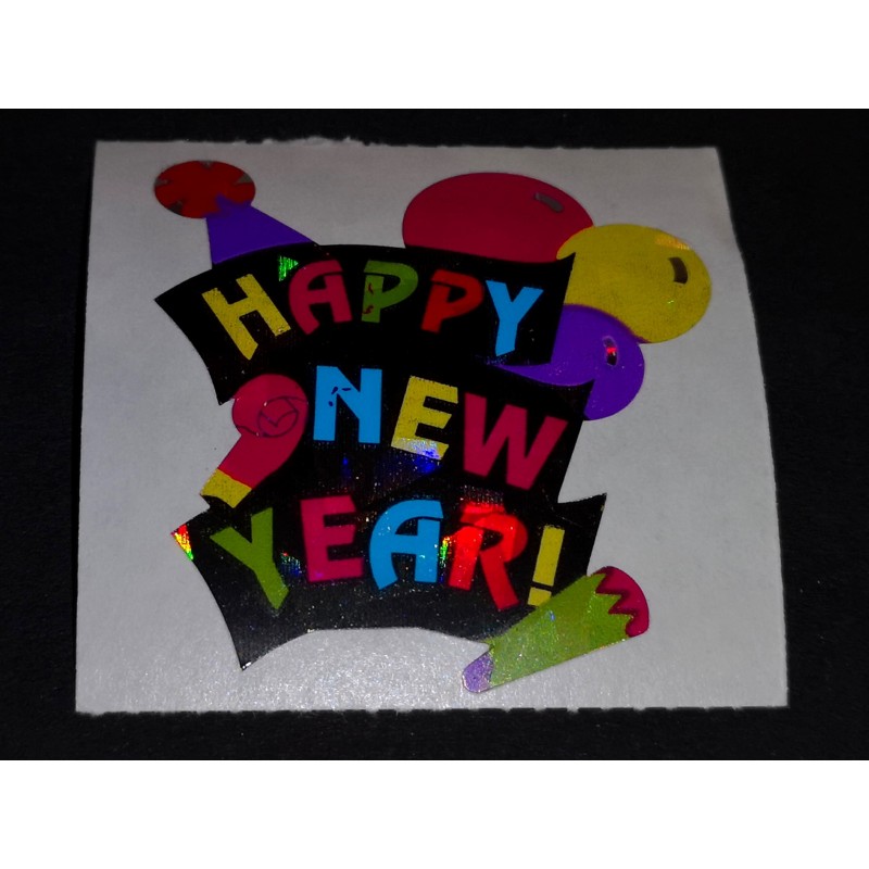 SANDYLION Stickerabschnitt Prismatic Prisma Happy New Year Silvester Sticker 80er 90er