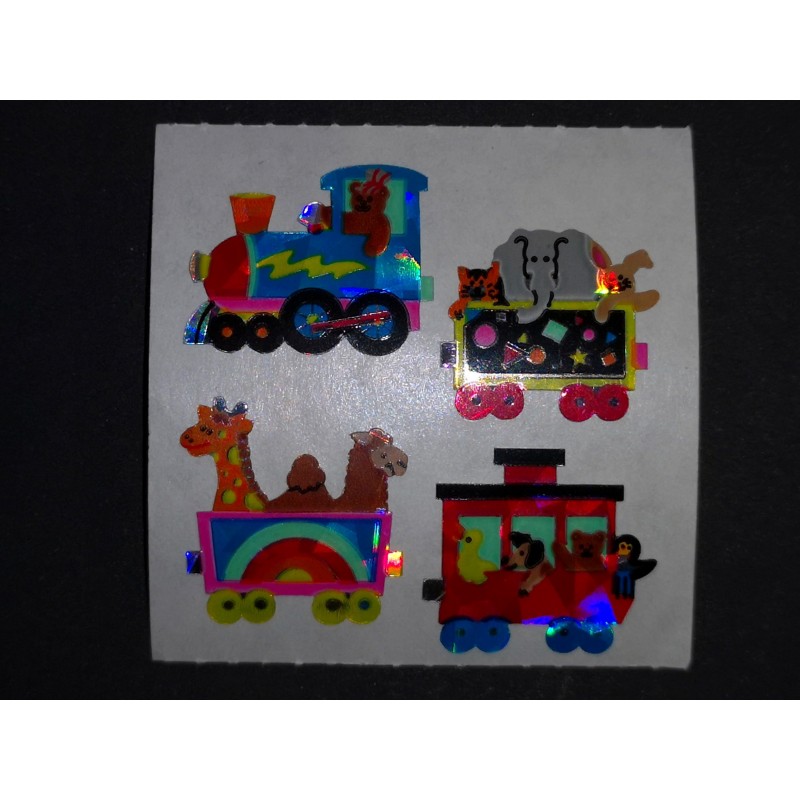 SANDYLION Stickerabschnitt Prismatic Prisma Eisenbahn Tiere Lokomotive Sticker 80er 90er